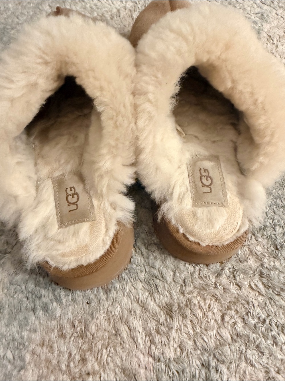 UGG Chestnut Suede Shearling Slip-On Slippers - Picture 5 of 6